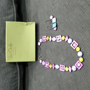NEW boutique Glass Onion Necklace and earring set #1805
